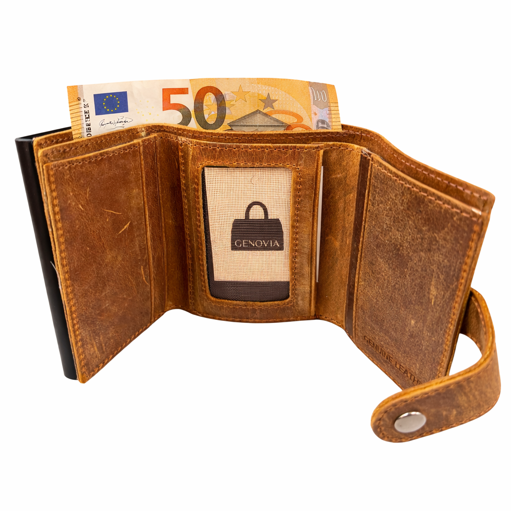 PORTAFOGLIO CON PORTACARTE AUTOMATICO VERA PELLE