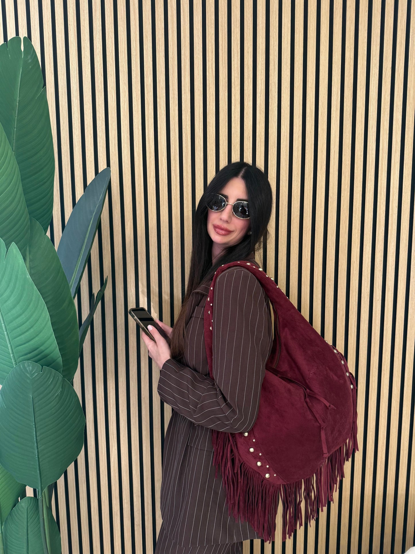 PRESLEY BAG CAMOSCIO E FRANGE