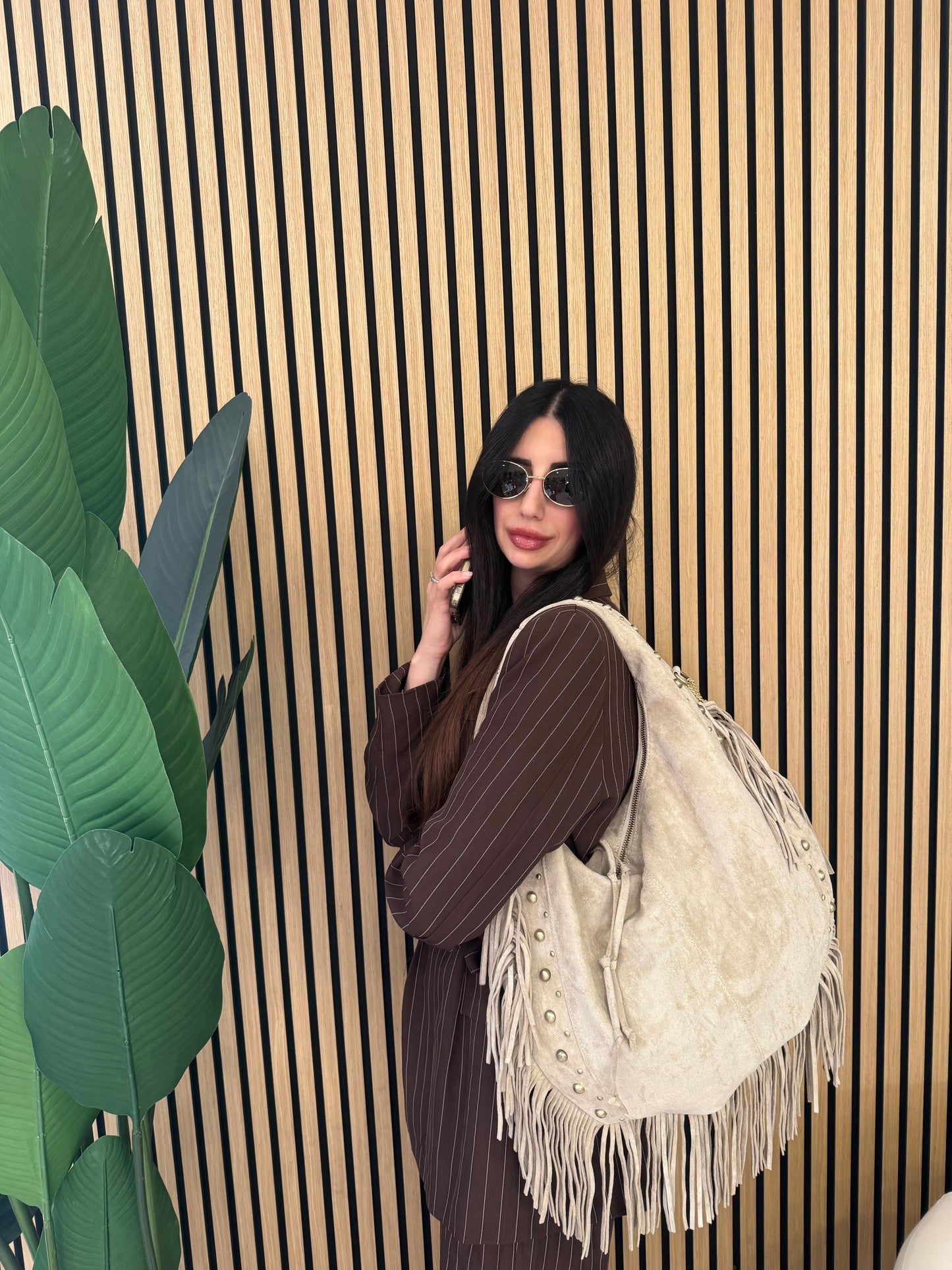 PRESLEY BAG CAMOSCIO E FRANGE