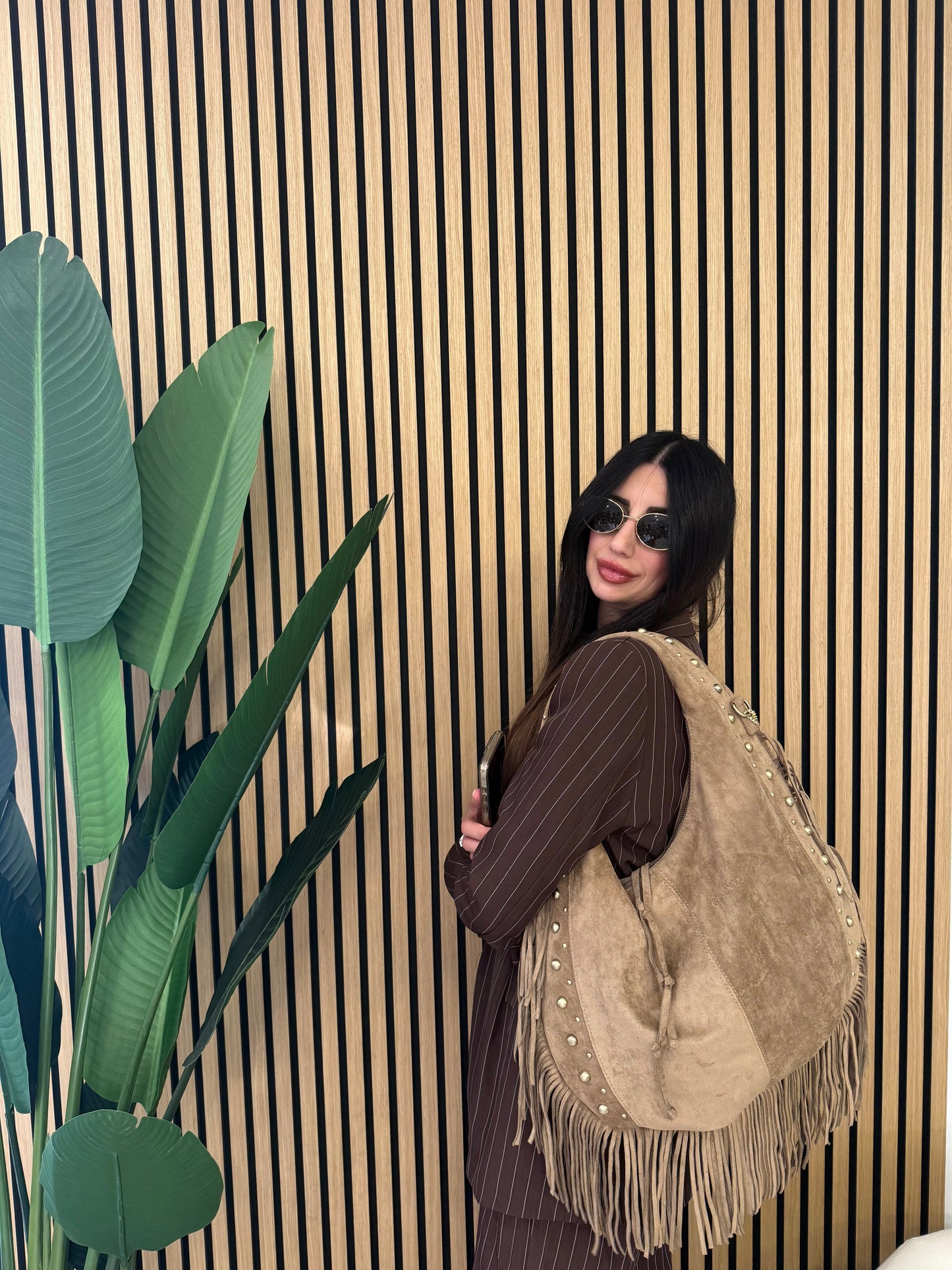 PRESLEY BAG CAMOSCIO E FRANGE