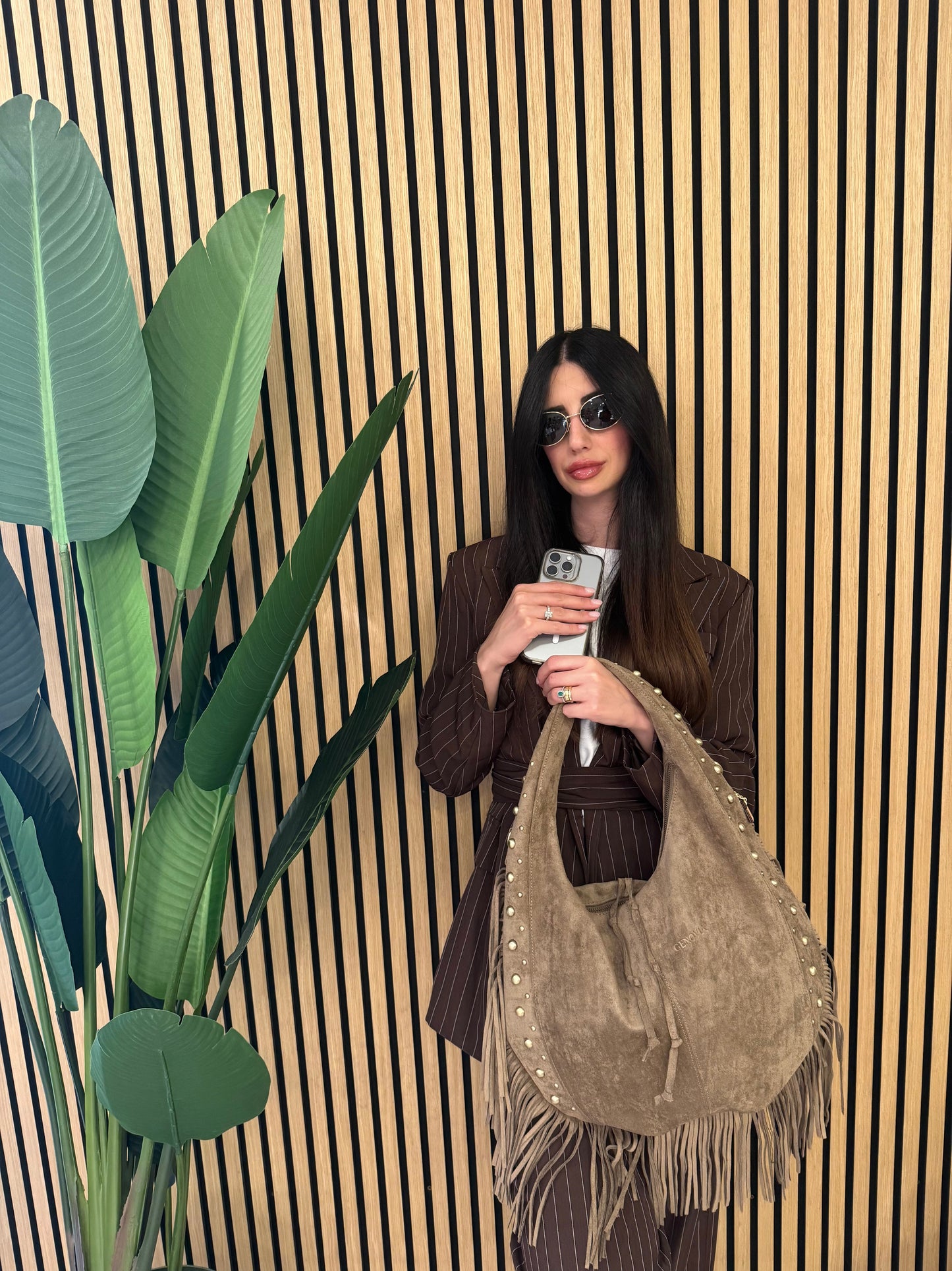 PRESLEY BAG CAMOSCIO E FRANGE