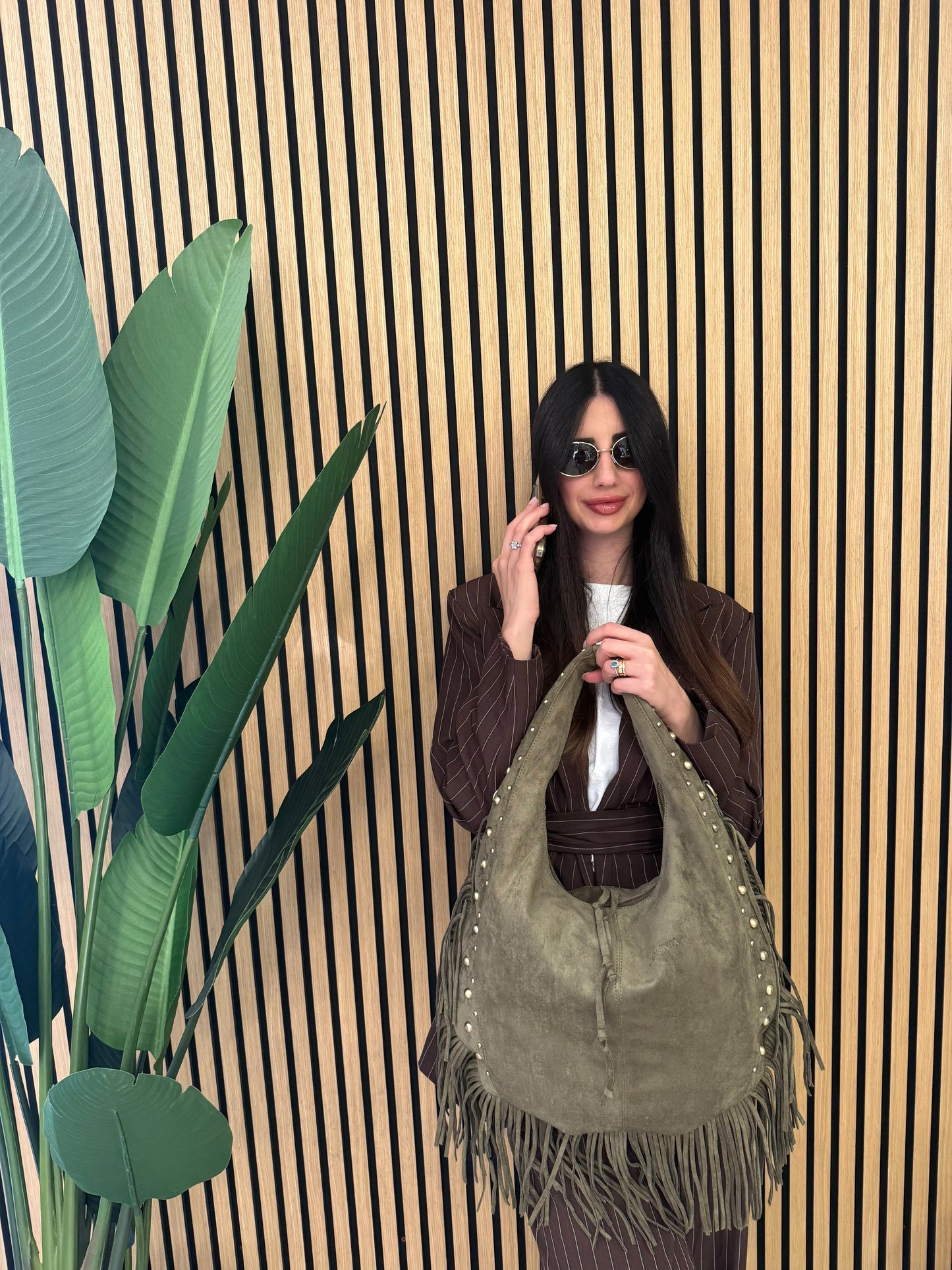 PRESLEY BAG CAMOSCIO E FRANGE