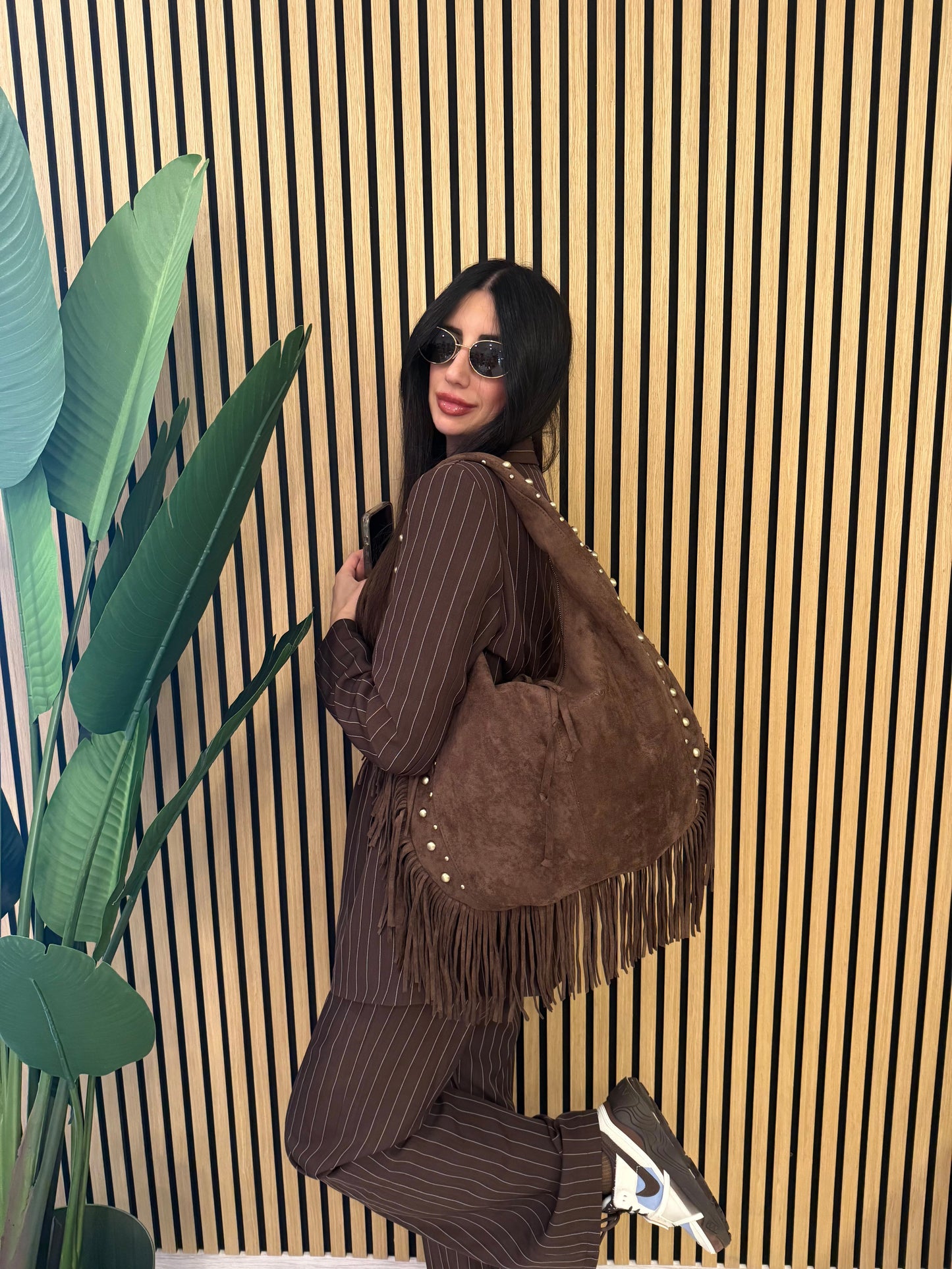 PRESLEY BAG CAMOSCIO E FRANGE