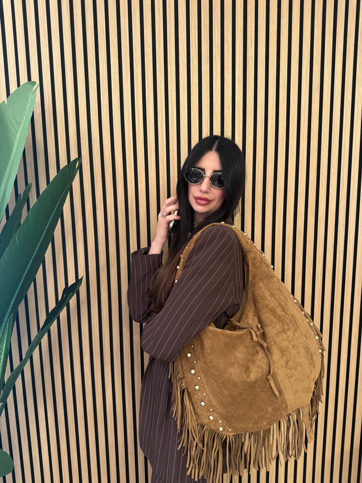 PRESLEY BAG CAMOSCIO E FRANGE