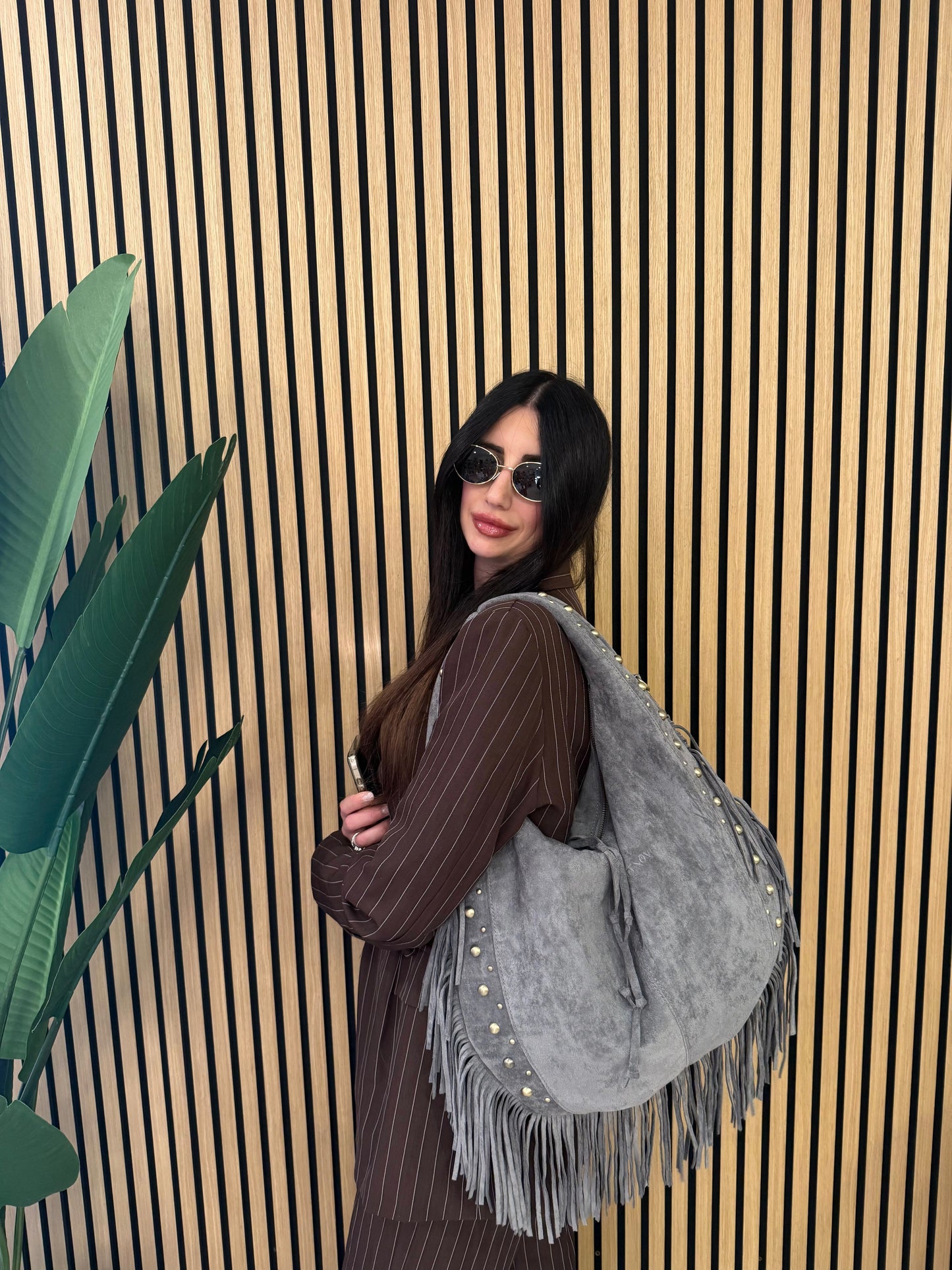 PRESLEY BAG CAMOSCIO E FRANGE