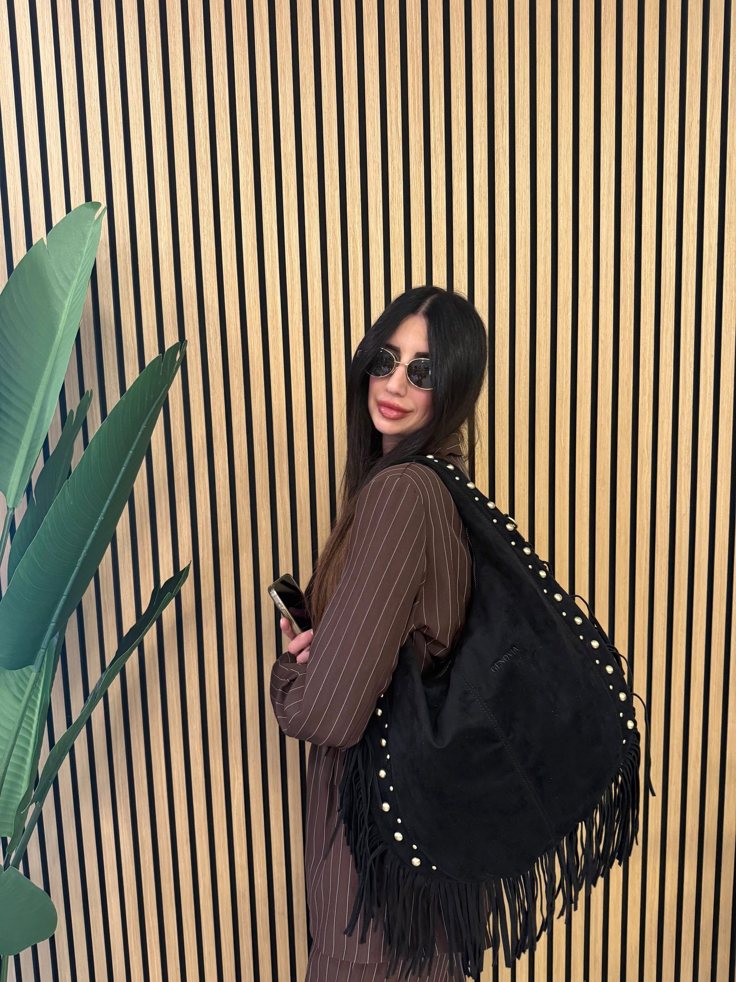 PRESLEY BAG CAMOSCIO E FRANGE